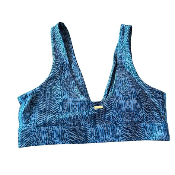 L*Space Active Women’s L Do The Twist Sports Bra Teal Blue Croc Print Padded New - Picture 2 of 10